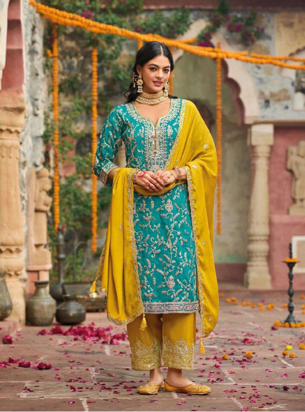 Green sangeet suit